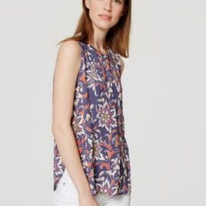 Loft Floral Sleeveless Henley Top